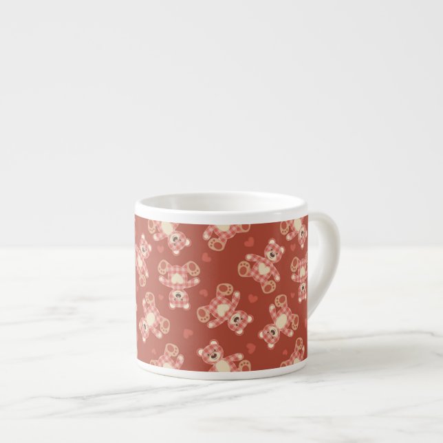 Tasse Expresso motif de patchwork d'ours (Devant droit)