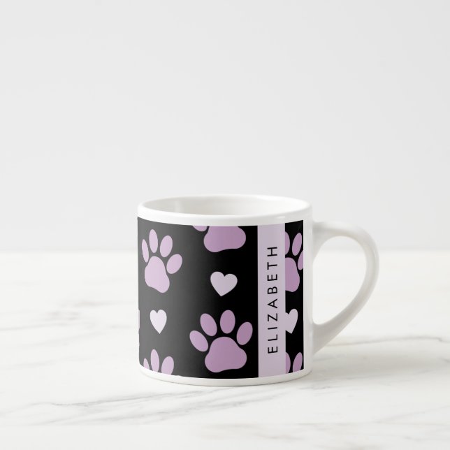 Tasse Expresso Motif De Pâtes, Pâtes Lilac, Coeurs, Votre Nom (Droite)