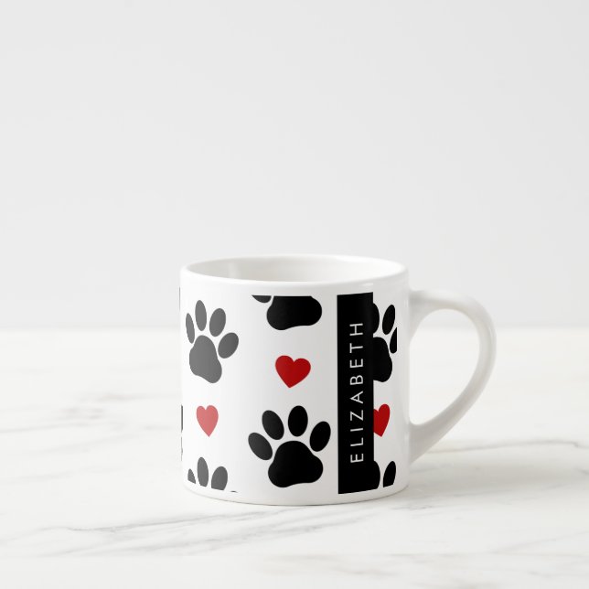 Tasse Expresso Motif De Pâtes, Pâtes Noires, Coeurs Rouges, Votre (Droite)