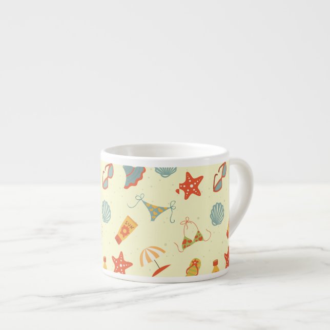 Tasse Expresso Motif de plage d'été (Devant droit)