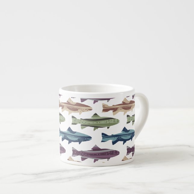 Tasse Expresso Motif de poissons de truite colorée (Devant droit)