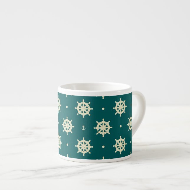 Tasse Expresso Motif de roue de navire Vintage (Devant droit)