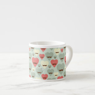 Tasse Expresso Motif de Valentine avec le coeur et la moustache