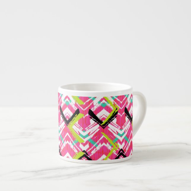 Tasse Expresso Motif de zigzag rose tiré par la main (Devant droit)