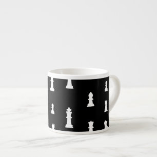 Tasse Expresso motif d'échecs - noir et blanc
