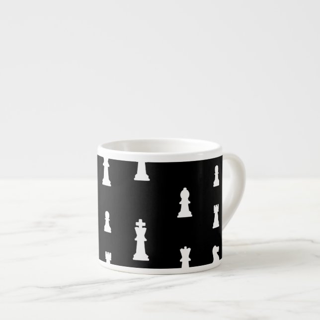 Tasse Expresso motif d'échecs - noir et blanc (Devant droit)