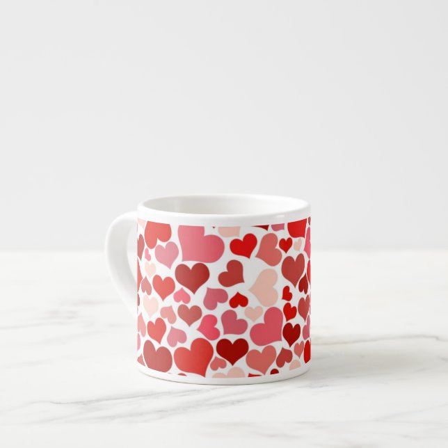 Tasse Expresso Motif Des Coeurs, Coeurs Rouges, Amour (Devant gauche)