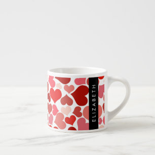 Tasse Expresso Motif Des Coeurs, Coeurs Rouges, Amour, Votre Nom