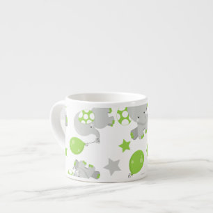 Tasse Expresso Motif Des Eléphants, Eléphants Mignons - Grey Vert