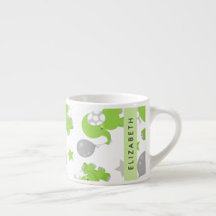 Tasse Expresso Motif Des Eléphants Verts, Étoiles, Votre Nom