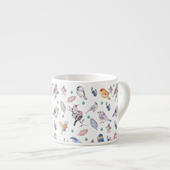 Tasse Expresso Motif des oiseaux de printemps (Devant droit)