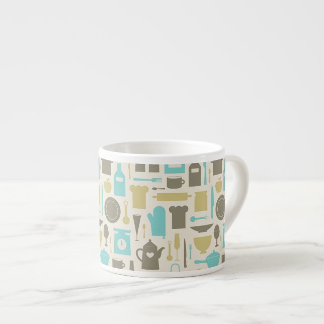 Tasse Expresso Motif des outils de cuisine (Devant droit)