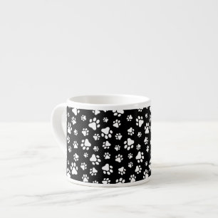 Tasse Expresso Motif des pattes, Empreintes de pattes, noir et bl