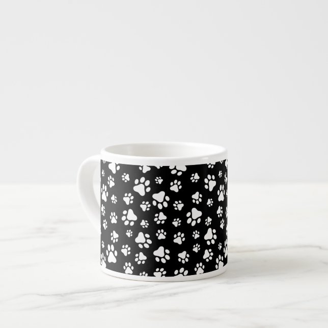Tasse Expresso Motif des pattes, Empreintes de pattes, noir et bl (Devant gauche)