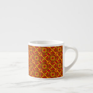 Tasse Expresso Motif dessiné à la main orange et rouge