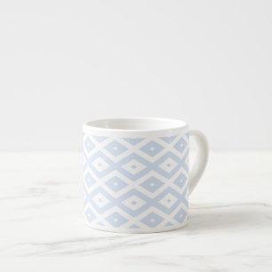 Tasse Expresso Motif diamant bleu pâle et blanc