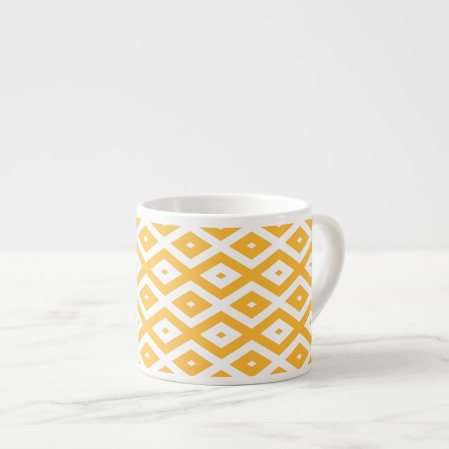 Tasse Expresso Motif diamant jaune et blanc soleil (Devant droit)