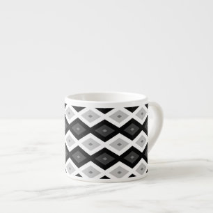 Tasse Expresso Motif diamant noir, blanc et gris