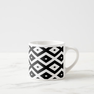 Tasse Expresso Motif diamant noir et blanc