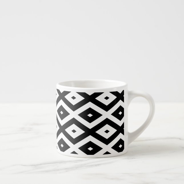 Tasse Expresso Motif diamant noir et blanc (Droite)