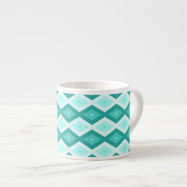 Tasse Expresso Motif diamant turquoise (Devant droit)