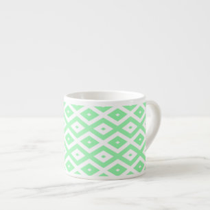 Tasse Expresso Motif diamant vert et blanc