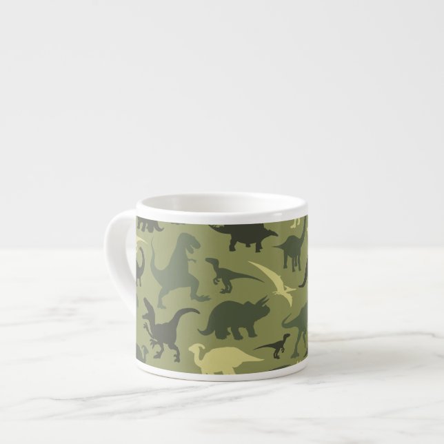 Tasse Expresso Motif Dinosaure, Silhouette Dinosaure, Dino Vert (Devant gauche)