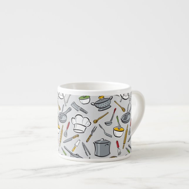 Tasse Expresso Motif d'outils de cuisine (Devant droit)