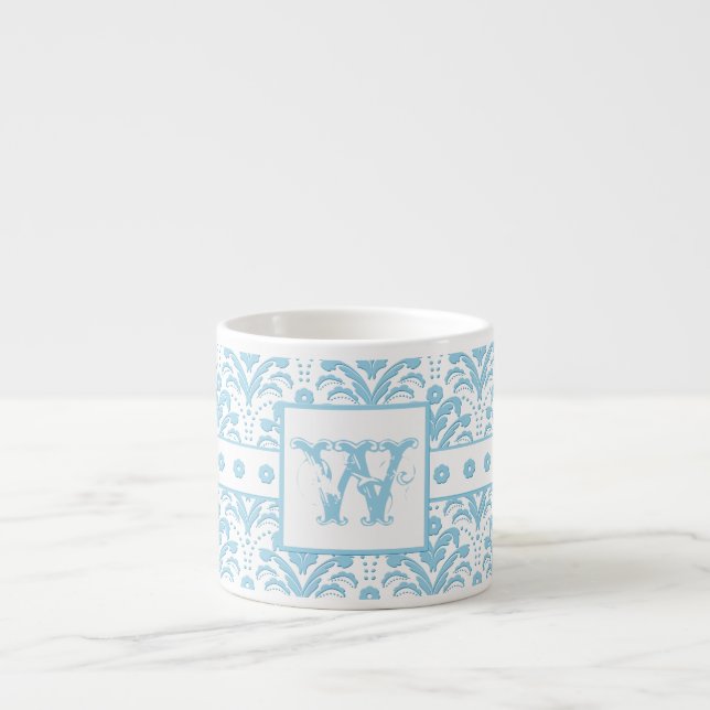 Tasse Expresso Motif élégant de damassé de vert bleu du (Devant)