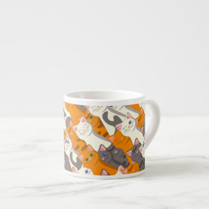 Tasse Expresso Motif en diagonale du chat noir blanc gingembre
