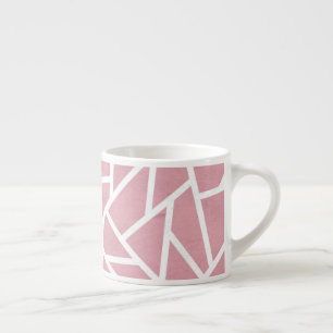 Tasse Expresso Motif en mosaïque corail et blanc