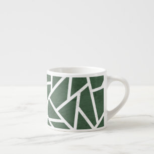 Tasse Expresso Motif en mosaïque verte et blanche