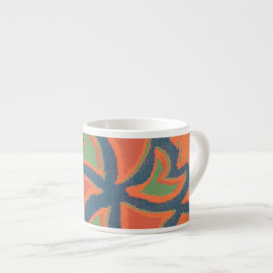 Tasse Expresso Motif ethnique Espresso Mug, Orange, Bleu foncé