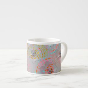 Tasse Expresso Motif fleuri coloré avec lignes graphiques pointil