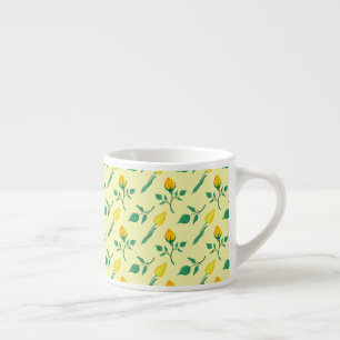 Tasse Expresso Motif floral avec rose jaune et fleurs de tulipe