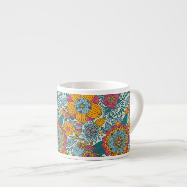 Tasse Expresso Motif floral coloré (Devant droit)