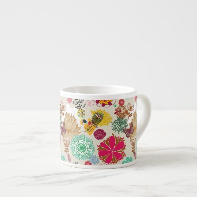 Tasse Expresso Motif floral dans le rétro style (Devant droit)