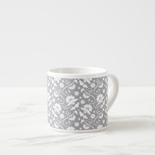 Tasse Expresso Motif floral de dentelle (Devant droit)