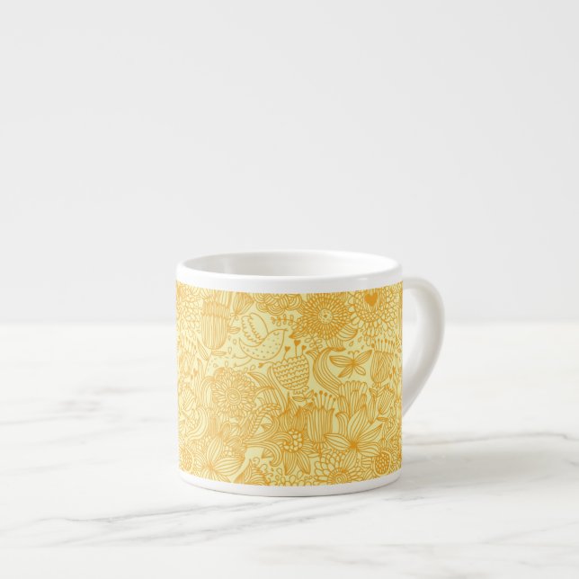 Tasse Expresso Motif floral d'été dans des couleurs chaudes (Devant droit)