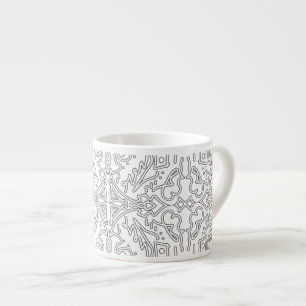 Tasse Expresso Motif floral gris minimaliste