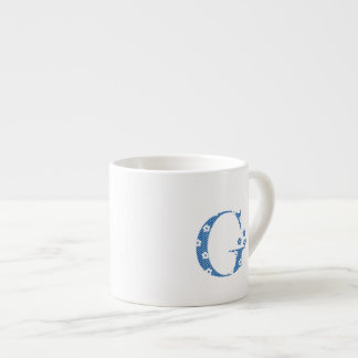 Tasse Expresso Motif floral lettre G (bleu)