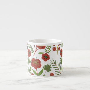 Tasse Expresso Motif floral rouge sans couture sur arrière - plan