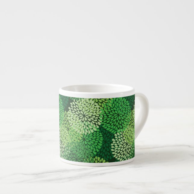 Tasse Expresso Motif floral vert (Devant droit)