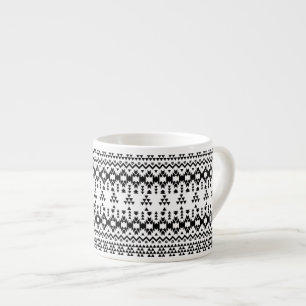Tasse Expresso Motif géométrique Aztec noir et blanc