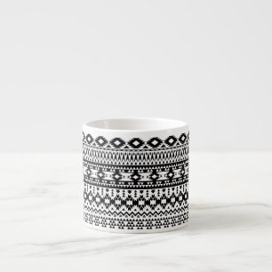 Tasse Expresso Motif géométrique Aztec noir et blanc
