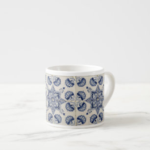 Tasse Expresso Motif géométrique bleu vintage
