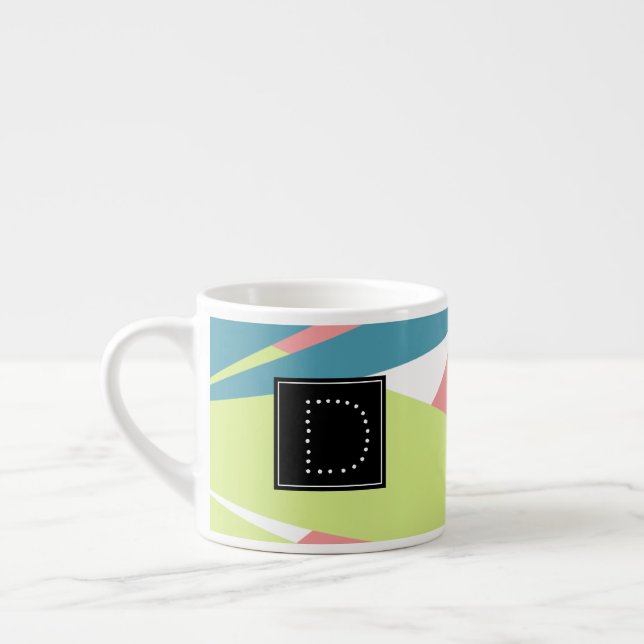 Tasse Expresso Motif géométrique rayé moderne monogramme (Gauche)