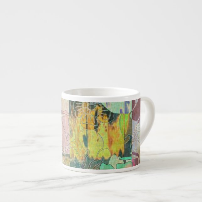 Tasse Expresso Motif grunge floral d'art (Devant droit)