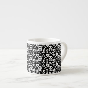 Tasse Expresso Motif Halloween Crâne et Osselets Mignon