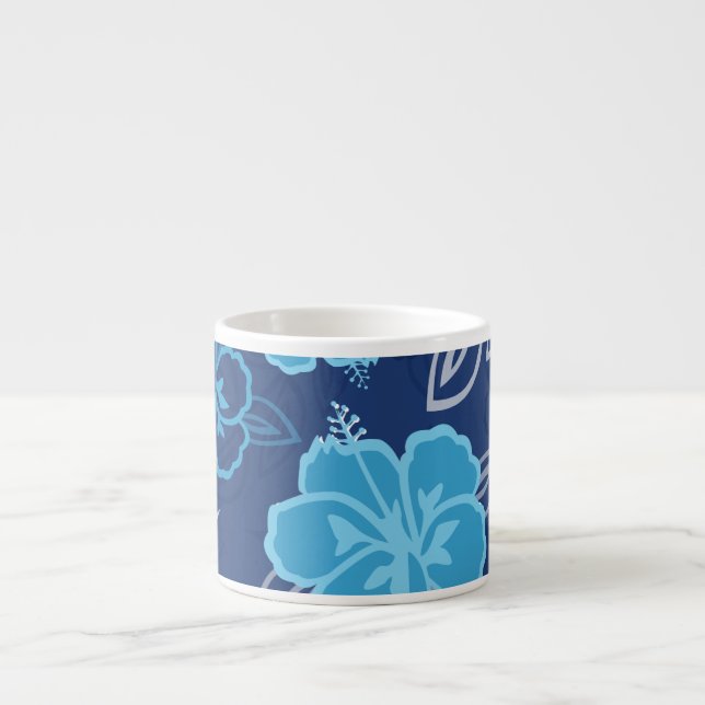 Tasse Expresso Motif hawaïen bleu de ketmie (Devant)